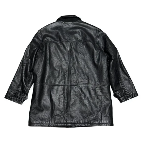 PERRY ELLIS Portfolio GENUINE LEATHER Designer Winter Business Casual Coat Large - Picture 4 of 5